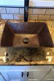 Installation Image of Premier Copper Products 17" Rectangle Copper Bathroom Sink, Oil Rubbed Bronze, VREC17WDB