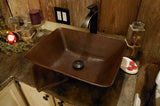 Installation Image of Premier Copper Products 17" Rectangle Copper Bathroom Sink, Oil Rubbed Bronze, VREC17WDB