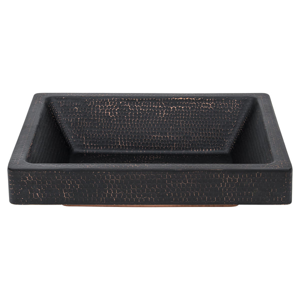Premier Copper Products 19" x 16" Rectangle Vessel - Above Counter Copper Bathroom Sink, Glazed Black, 17 Gauge, VREC19SKBLK