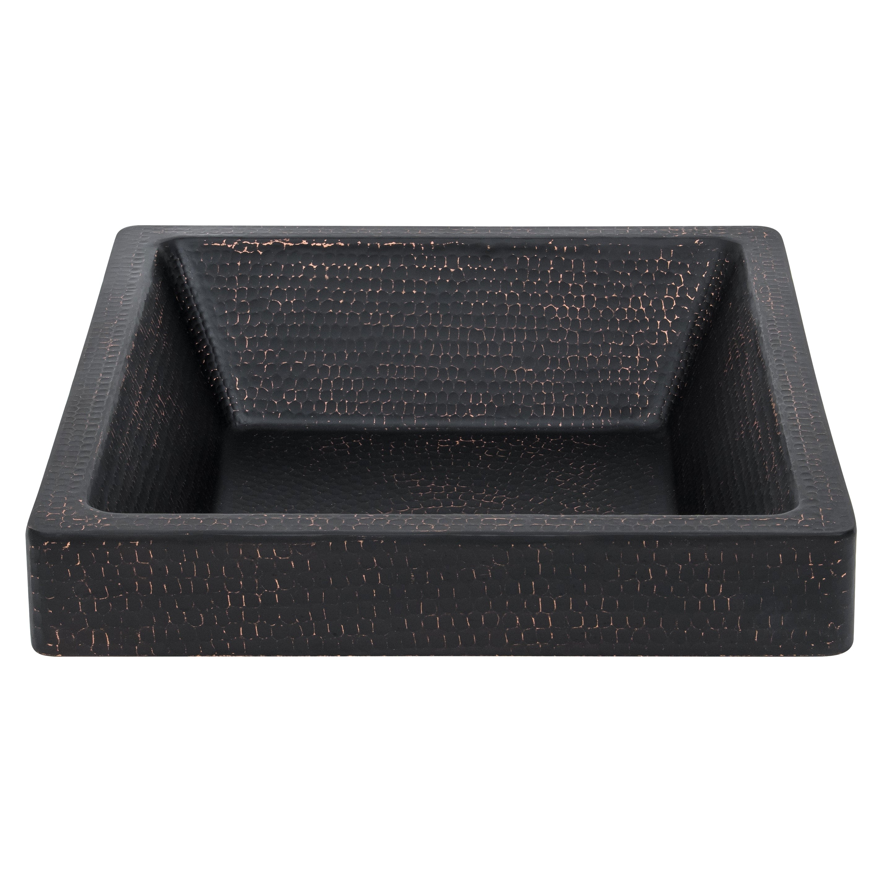 Premier Copper Products 19" x 16" Rectangle Vessel - Above Counter Copper Bathroom Sink, Glazed Black, 17 Gauge, VREC19SKBLK