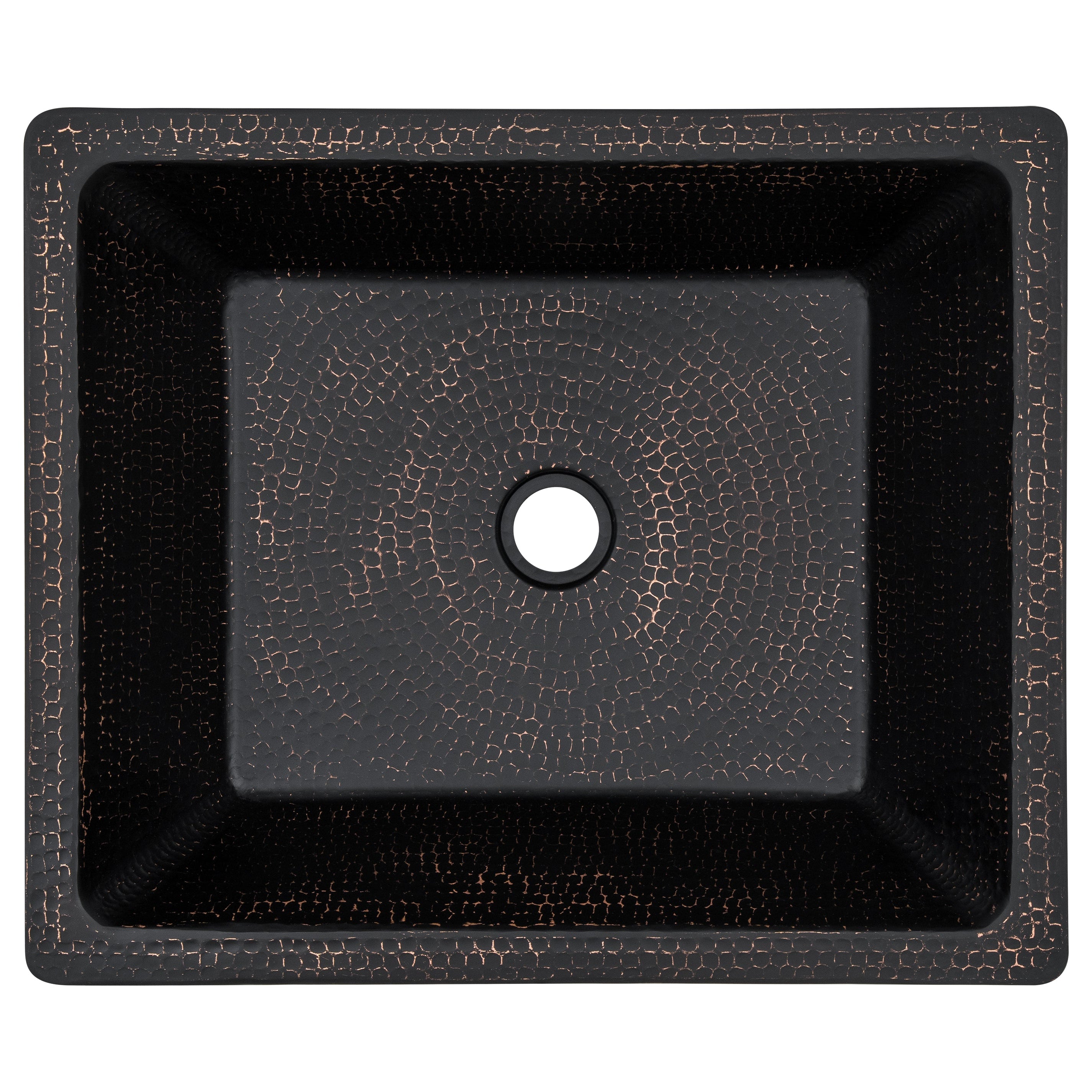 Premier Copper Products 19" x 16" Rectangle Vessel - Above Counter Copper Bathroom Sink, Glazed Black, 17 Gauge, VREC19SKBLK