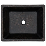 Premier Copper Products 19" x 16" Rectangle Vessel - Above Counter Copper Bathroom Sink, Glazed Black, 17 Gauge, VREC19SKBLK