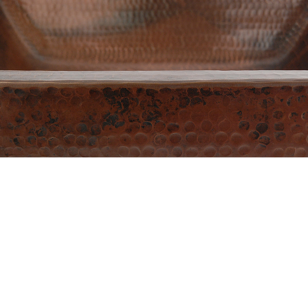 Alternate Image for Premier Copper Products 19" Rectangle Skirted Vessel Hammered Copper Bathroom Sink, Matching Drain and Accessories, Oil Rubbed Bronze, BSP5_VREC19SKDB-P