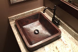 Installation Image of Premier Copper Products 19" Rectangle Copper Bathroom Sink, Oil Rubbed Bronze, VREC19SKDB