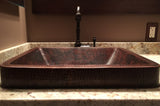 Installation Image of Premier Copper Products 19" Rectangle Copper Bathroom Sink, Oil Rubbed Bronze, VREC19SKDB