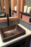 Installation Image of Premier Copper Products 19" Rectangle Copper Bathroom Sink, Oil Rubbed Bronze, VREC19SKDB