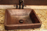 Installation Image of Premier Copper Products 19" Rectangle Copper Bathroom Sink, Oil Rubbed Bronze, VREC19SKDB