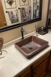 Installation Image of Premier Copper Products 19" Rectangle Copper Bathroom Sink, Oil Rubbed Bronze, VREC19SKDB