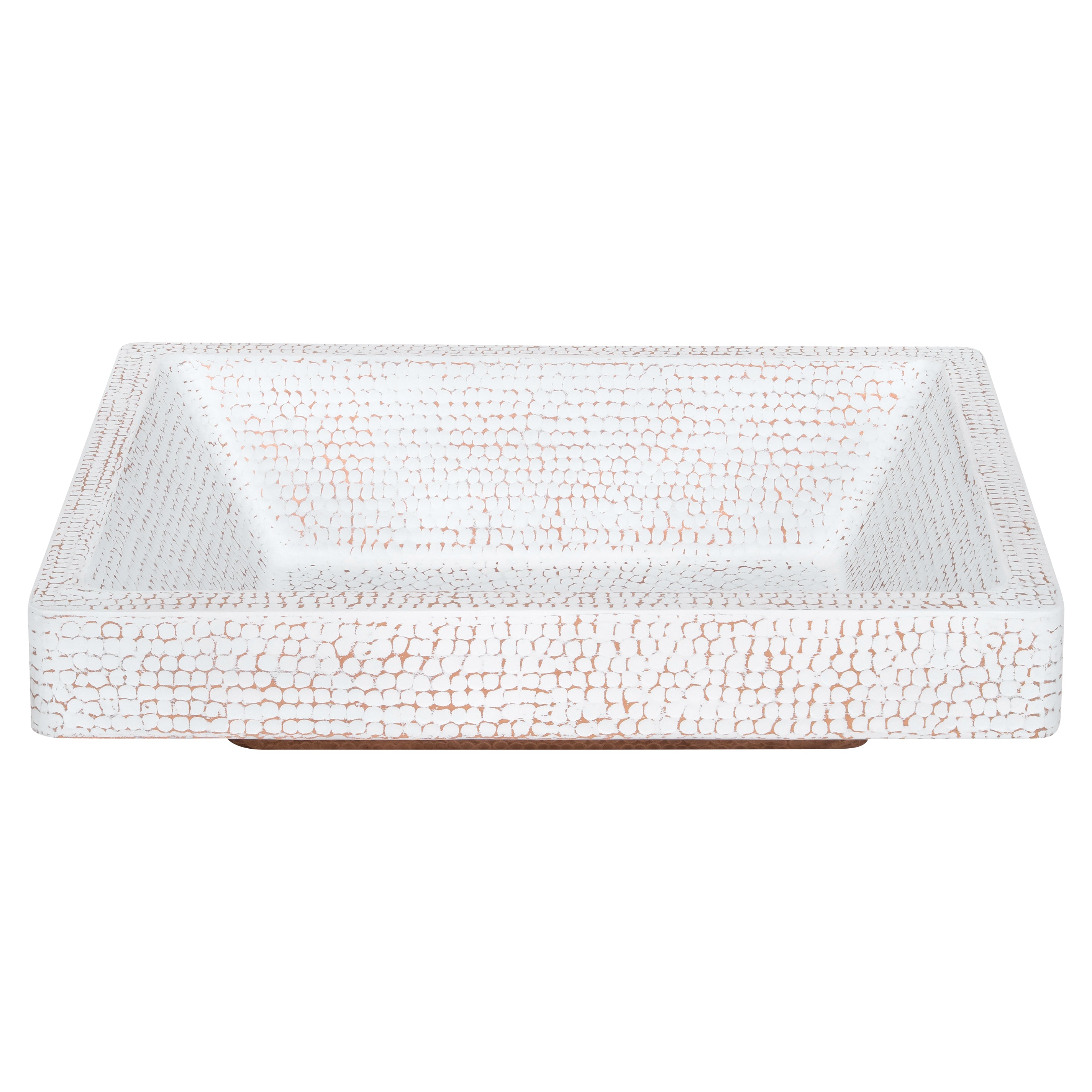 Premier Copper Products 19" x 16" Rectangle Vessel - Above Counter Copper Bathroom Sink, Glazed White, 17 Gauge, VREC19SKWHT