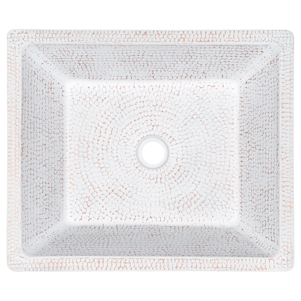 Premier Copper Products 19" x 16" Rectangle Vessel - Above Counter Copper Bathroom Sink, Glazed White, 17 Gauge, VREC19SKWHT