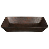 Premier Copper Products 20" Rectangle Vessel Hammered Copper Bathroom Sink, Matching Drain and Accessories, Oil Rubbed Bronze, BSP5_VREC2014DB-P