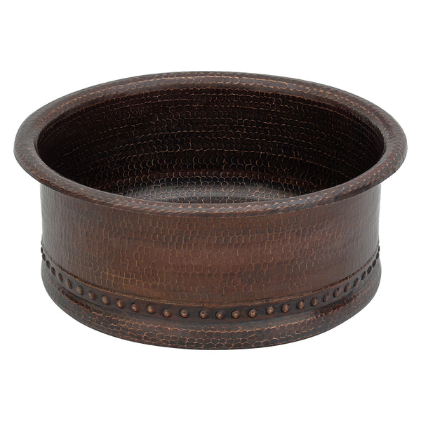 Main Image of Premier Copper Products 15" Round Copper Bathroom Sink, Oil Rubbed Bronze, VRT15DB