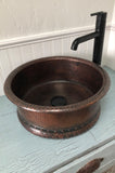 Installation Image of Premier Copper Products 15" Round Copper Bathroom Sink, Oil Rubbed Bronze, VRT15DB