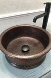 Installation Image of Premier Copper Products 15" Round Copper Bathroom Sink, Oil Rubbed Bronze, VRT15DB