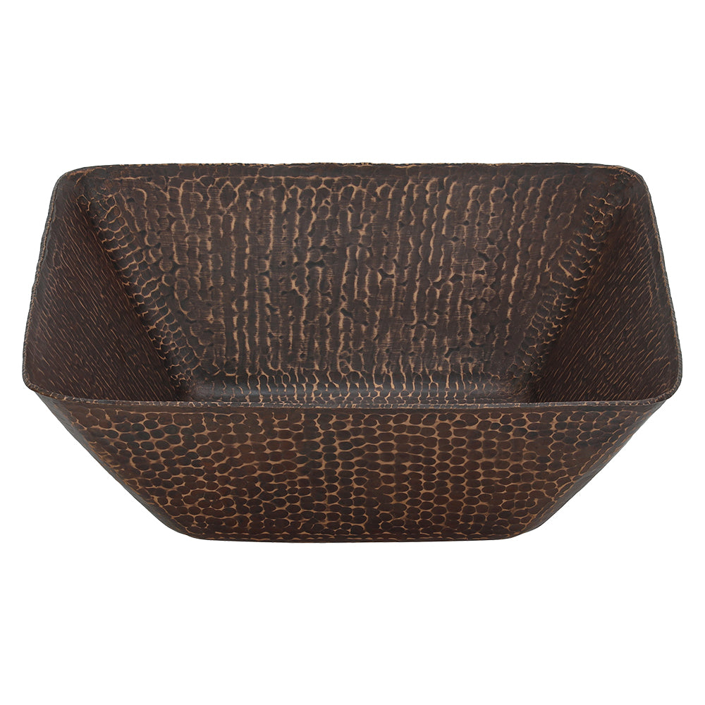 Main Image of Premier Copper Products 15" Square Copper Bathroom Sink, Oil Rubbed Bronze, VSQ14BDB