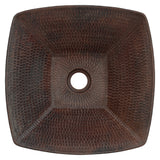 Premier Copper Products 14" x 14" Square Vessel - Above Counter Copper Bathroom Sink, Oil Rubbed Bronze, 17 Gauge, VSQ14WDB