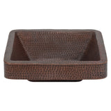 Main Image of Premier Copper Products 15" Square Copper Bathroom Sink, Oil Rubbed Bronze, VSQ15SKDB