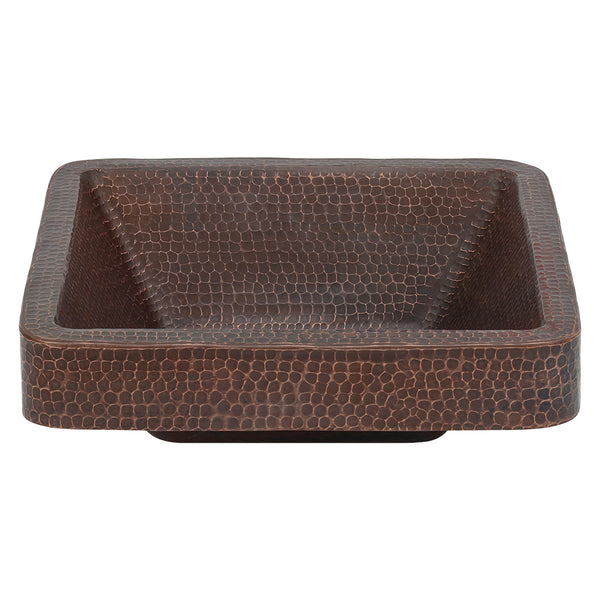 Main Image of Premier Copper Products 15" Square Copper Bathroom Sink, Oil Rubbed Bronze, VSQ15SKDB