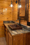 Installation Image of Premier Copper Products 15" Square Copper Bathroom Sink, Oil Rubbed Bronze, VSQ15SKDB