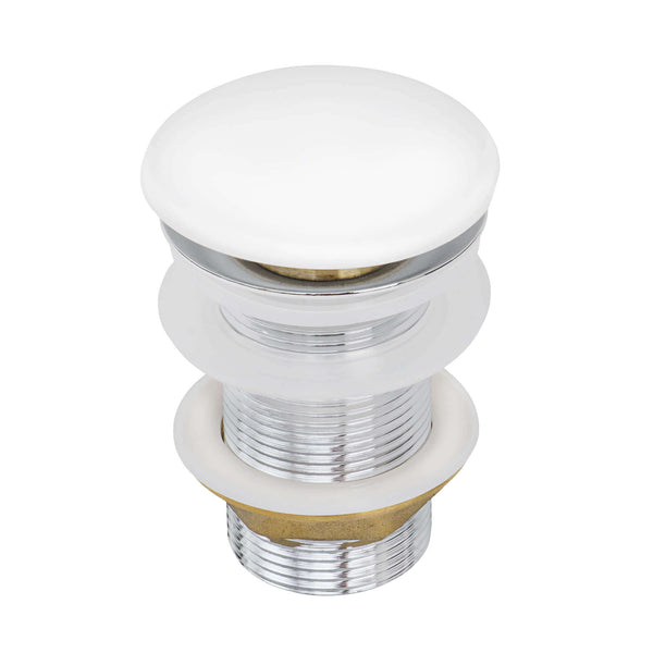 Main Image of Ruvati White Ceramic Top Push Pop-up Drain for Bathroom Sinks without Overflow- RVA5102WH