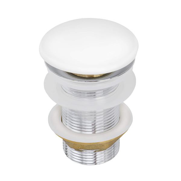 Main Image of Ruvati White Ceramic Top Push Pop-up Drain for Bathroom Sinks without Overflow- RVA5102WH