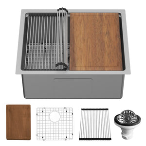 Alternate Image for Karran Elite Workstation 23" Undermount Stainless Steel Workstation Kitchen Sink with Accessories, 16 Gauge, WS-32-PK1