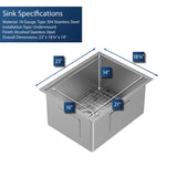 Karran Elite Workstation 23" Undermount Stainless Steel Workstation Kitchen Sink with Accessories, 16 Gauge, WS-33-PK1