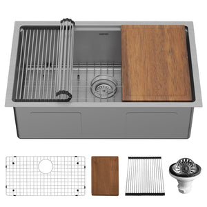 Alternate Image for Karran Elite Workstation 30" Undermount Stainless Steel Workstation Kitchen Sink with Accessories, 16 Gauge, WS-35-PK1