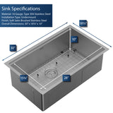 Karran Elite Workstation 30" Undermount Stainless Steel Workstation Kitchen Sink with Accessories, 16 Gauge, WS-35-PK1