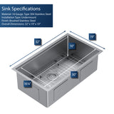 Karran Elite Workstation 32" Undermount Stainless Steel Workstation Kitchen Sink with Accessories, 16 Gauge, WS-37-PK1