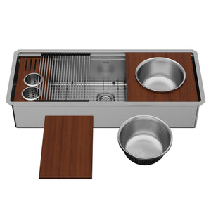 Alternate Image for Karran Elite Workstation 45" Undermount Stainless Steel Workstation Kitchen Sink with Accessories, 16 Gauge, WS-90-PK1