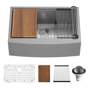 Alternate Image for Karran Elite Workstation 30" Stainless Steel Workstation Farmhouse Sink with Accessories, 16 Gauge, WSA-42-PK1