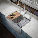 Karran Elite Workstation 30" Stainless Steel Workstation Farmhouse Sink with Accessories, 16 Gauge, WSA-42-PK1