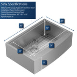 Karran Elite Workstation 30" Stainless Steel Workstation Farmhouse Sink with Accessories, 16 Gauge, WSA-42-PK1