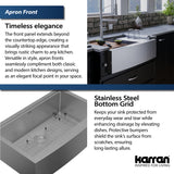 Karran Elite Workstation 33" Stainless Steel Workstation Farmhouse Sink with Accessories, 16 Gauge, WSA-45-PK1