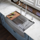 Karran Elite Workstation 36" Stainless Steel Workstation Farmhouse Sink with Accessories, 16 Gauge, WSA-46-PK1