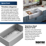 Karran Elite Workstation 36" Stainless Steel Workstation Farmhouse Sink with Accessories, 16 Gauge, WSA-46-PK1