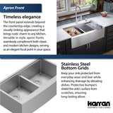 Karran Elite Workstation 36" Stainless Steel Workstation Farmhouse Sink with Accessories, 50/50 Double Bowl, 16 Gauge, WSA-48-PK1