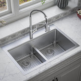 Karran Elite Workstation 33" Drop In/Topmount Stainless Steel Workstation Kitchen Sink with Accessories, 50/50 Double Bowl, 16 Gauge, WST-28-PK1