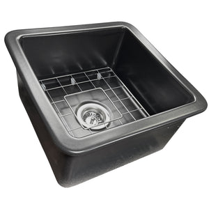 Alternate Image for Nantucket Sinks Cape 18" Dual Mount Fireclay Kitchen Sink with Accessories, Matte Black, Wellfleet-1818MB