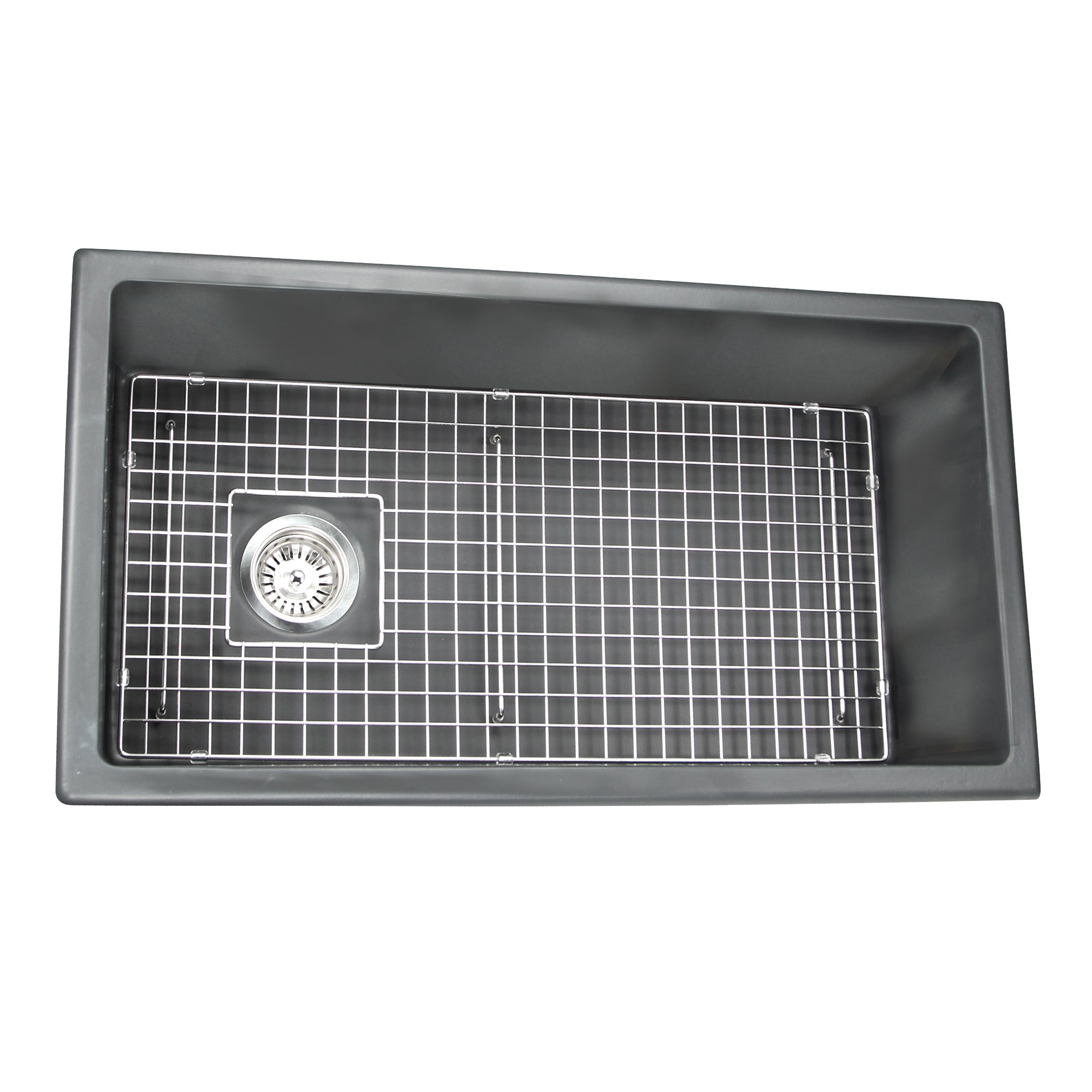 Nantucket Sinks Cape 34" Dual Mount Fireclay Kitchen Sink with Accessories, Concrete Grey, Wellfleet-3419Concrete