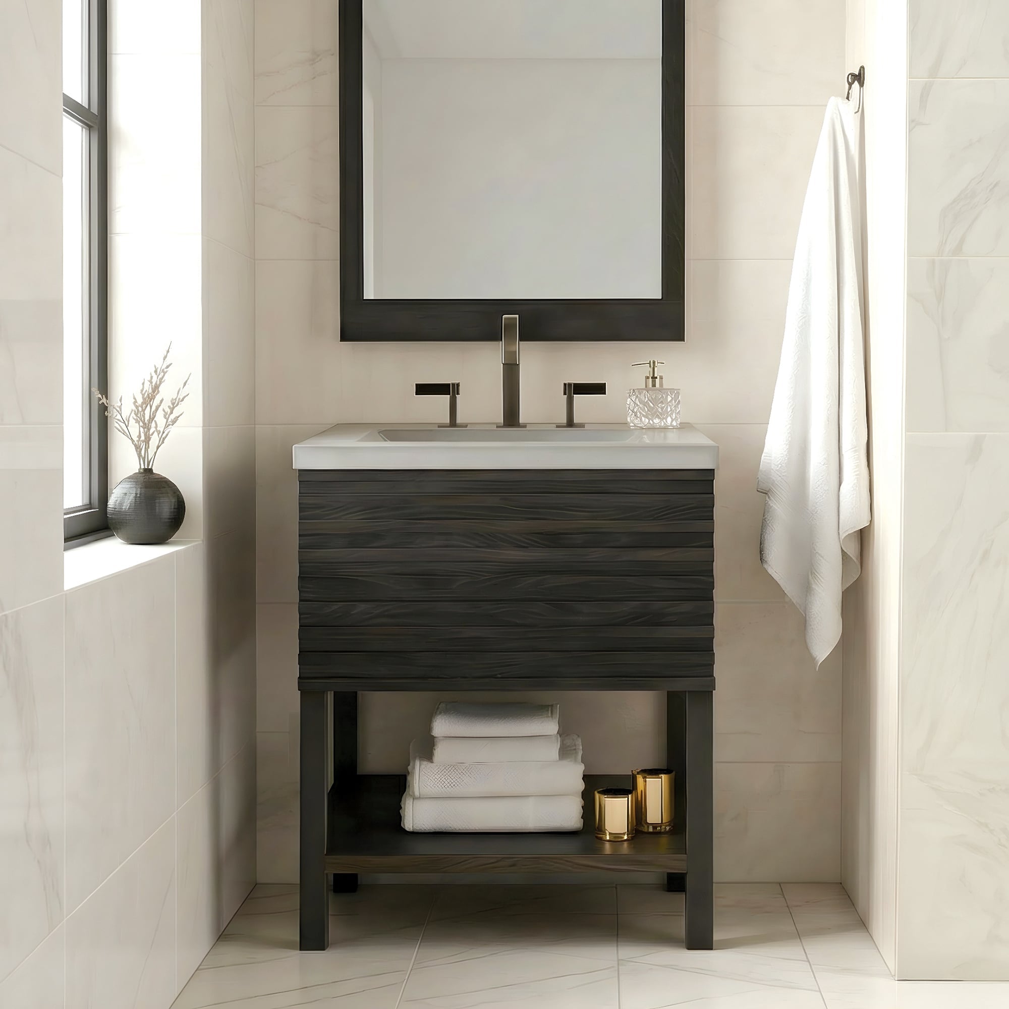 Native Trails Winemaker 24" Freestanding Reclaimed Wood Vanity Base in Charred Oak, VNM248 Product Image