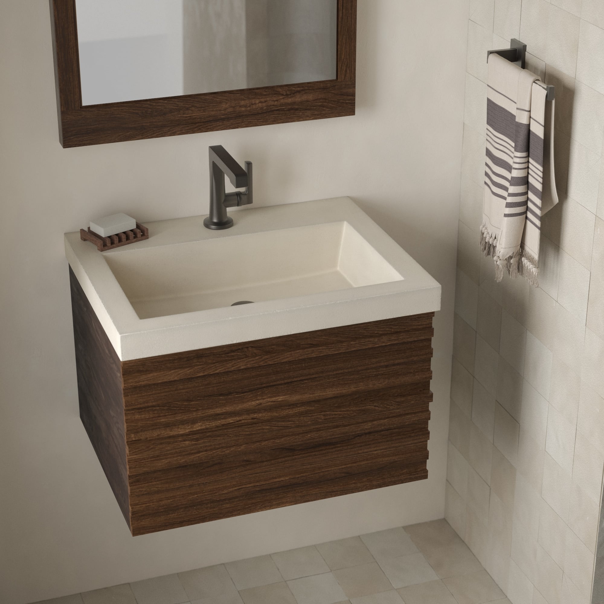 Native Trails Winemaker 24" Floating Wall-Mount Reclaimed Wood Vanity Base in Cask Oak, VNM101 Product Image