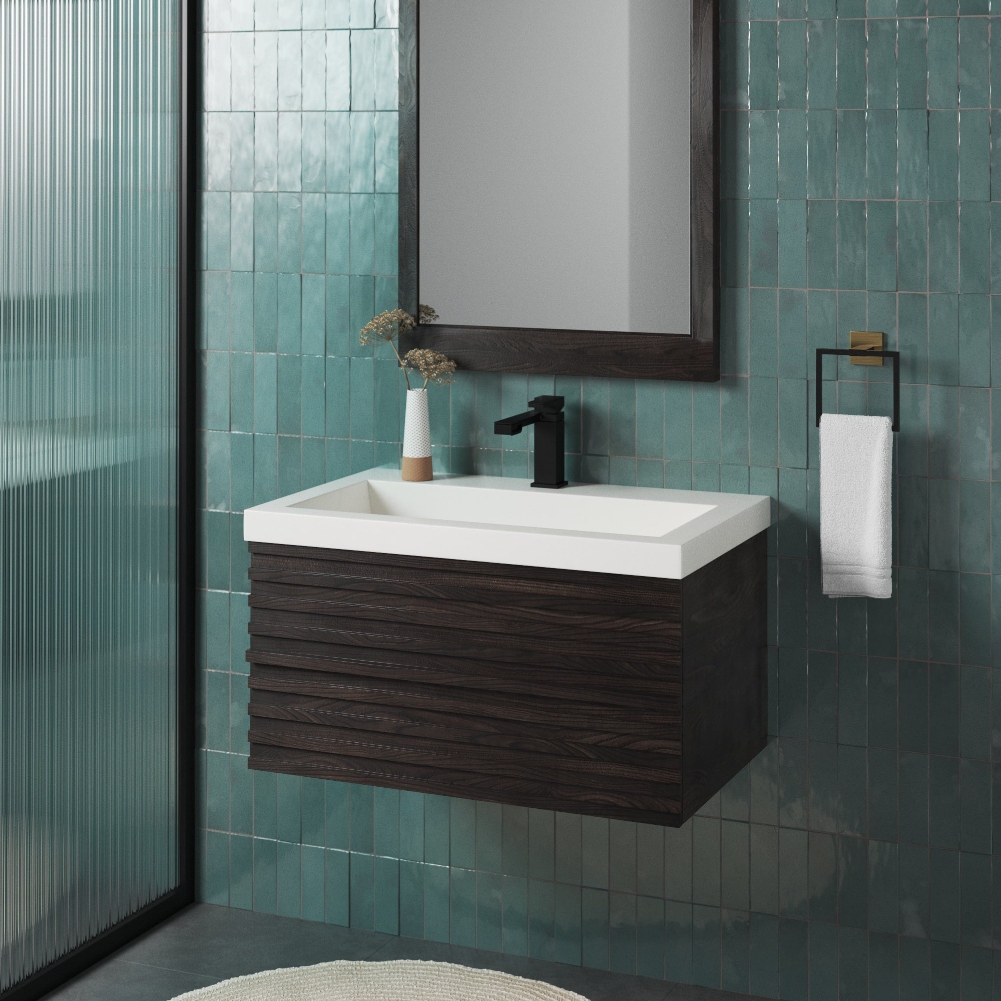 Native Trails Winemaker 30" Floating Wall Mount Vanity Base in Charred Oak, VNM208