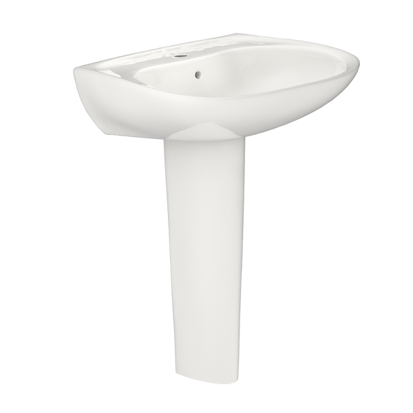 TOTO Prominence Oval Basin Pedestal Bathroom Sink with CeFiONtect for Single Hole Faucets, Colonial White, Vitreous China, LPT242G#11