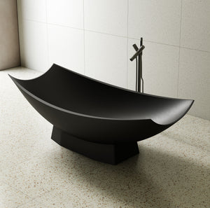 Alternate Image for ALFI brand 71" Solid Surface Resin Free Standing Oval Bathtub, Hammock Style, Black Matte, AB9992BM