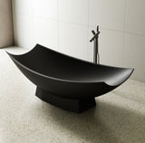 ALFI brand 71" Solid Surface Resin Free Standing Oval Bathtub, Hammock Style, Black Matte, AB9992BM