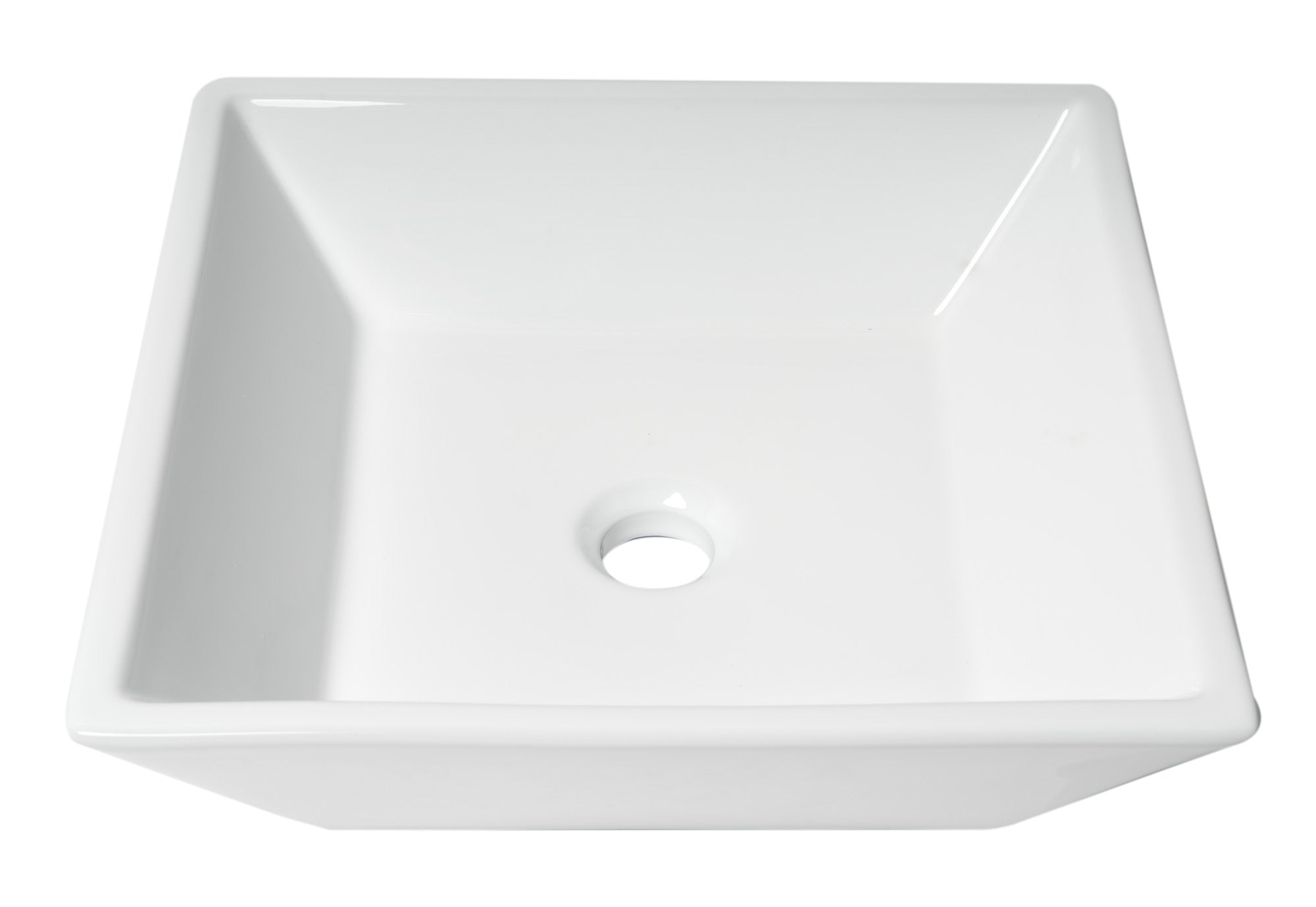 ALFI brand 16.5" x 16.5" Square Above Mount Porcelain Bathroom Sink, White, No Faucet Hole, ABC912