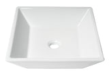 ALFI brand 16.5" x 16.5" Square Above Mount Porcelain Bathroom Sink, White, No Faucet Hole, ABC912