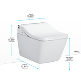 TOTO WASHLET+ SP Wall-Hung Square-Shape Toilet with SW Bidet Seat and DuoFit In-Wall 1.28 and 0.9 GPF Dual-Flush Tank System, Matte Silver, Vitreous China|Plastic|Steel, Cotton White, CWT4494549CMFGA#MS